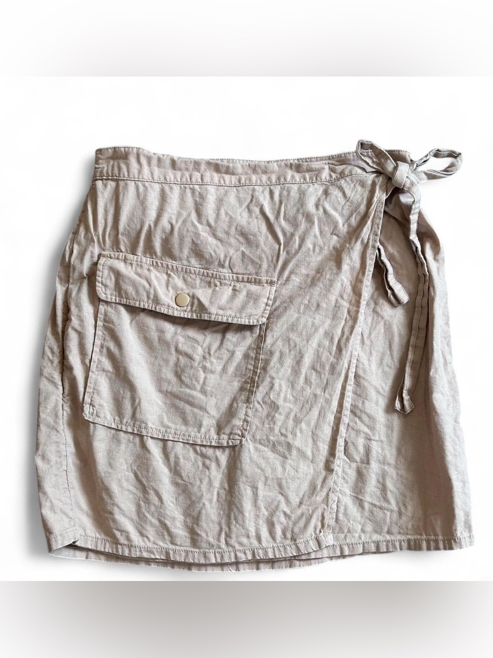 Beige mini wrap skirt